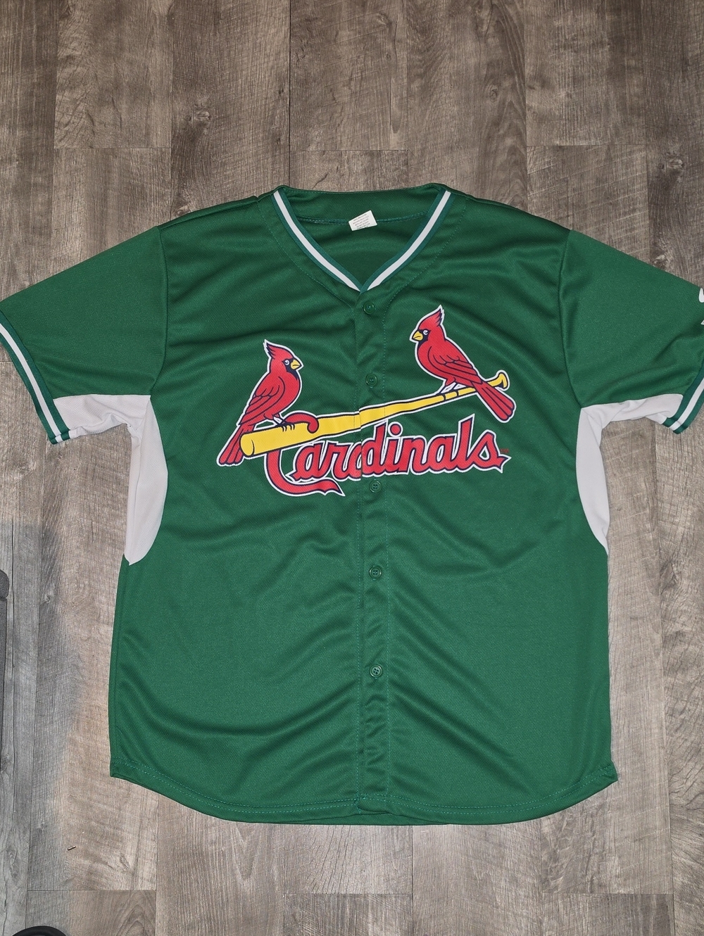 Men's Green Cardinals Baseball Jersey with Button Front